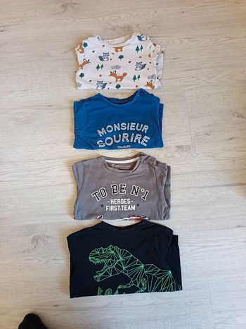 Lot 4 hauts tee shirts manches longues 24 mois 2 ans