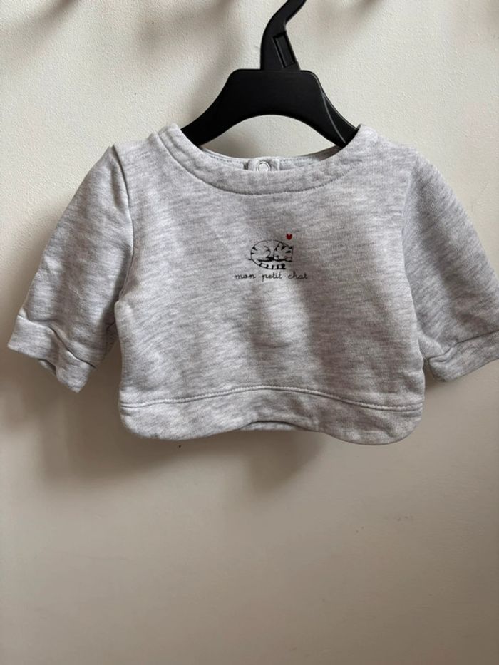 Pull gris mon petit chat Kiabi 1 mois - photo numéro 2