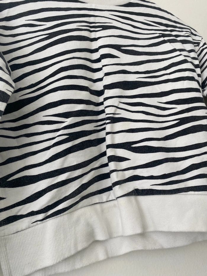 Sweat noir et blanc motif zèbre Fille 9-10 ans Mango - photo numéro 4