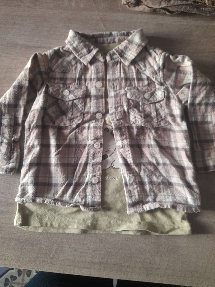 Chemise avec t-shirt intégré garçon 18 mois - photo numéro 2