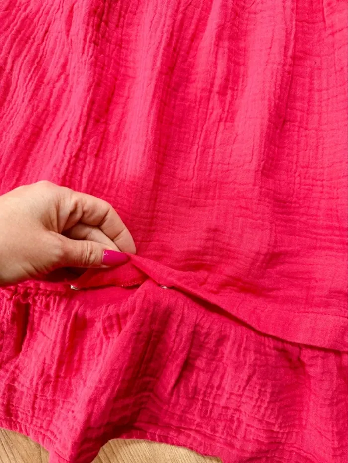 Taille 3-5 ans robe longue fille TAO rose fuchsia Neuve * gaze de coton * 🩷 - photo numéro 4