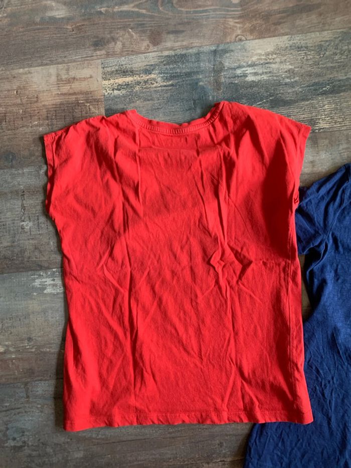 Lot tee shirts col V bleu/ orange - photo numéro 4