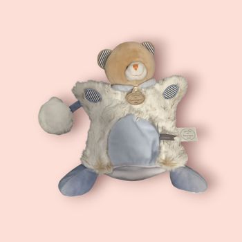 Doudou ours 🐻 marionnette  bleu beige Doudou et compagnie
