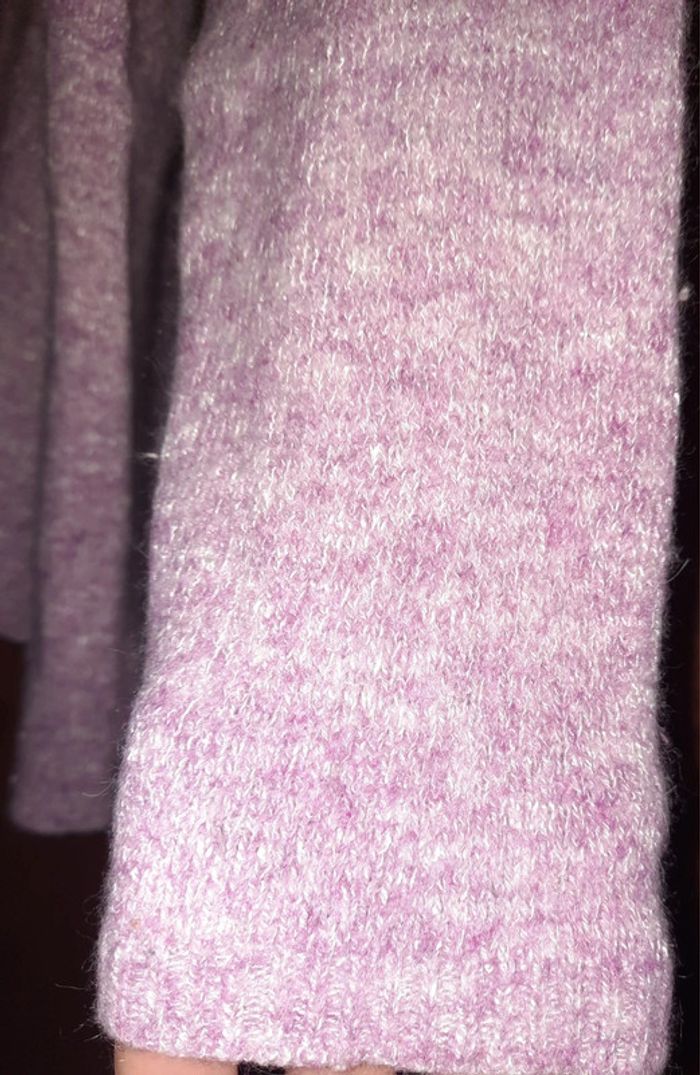 Pull col V rose chiné - photo numéro 4