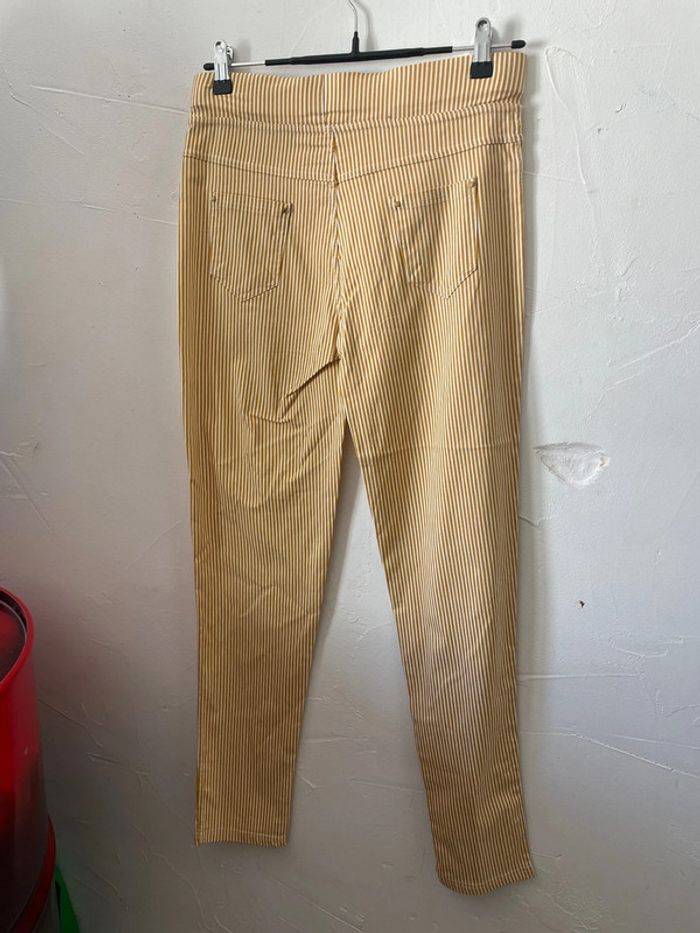 Pantalon Skinny, jaune à rayures avec fausse poche 712 - photo numéro 5