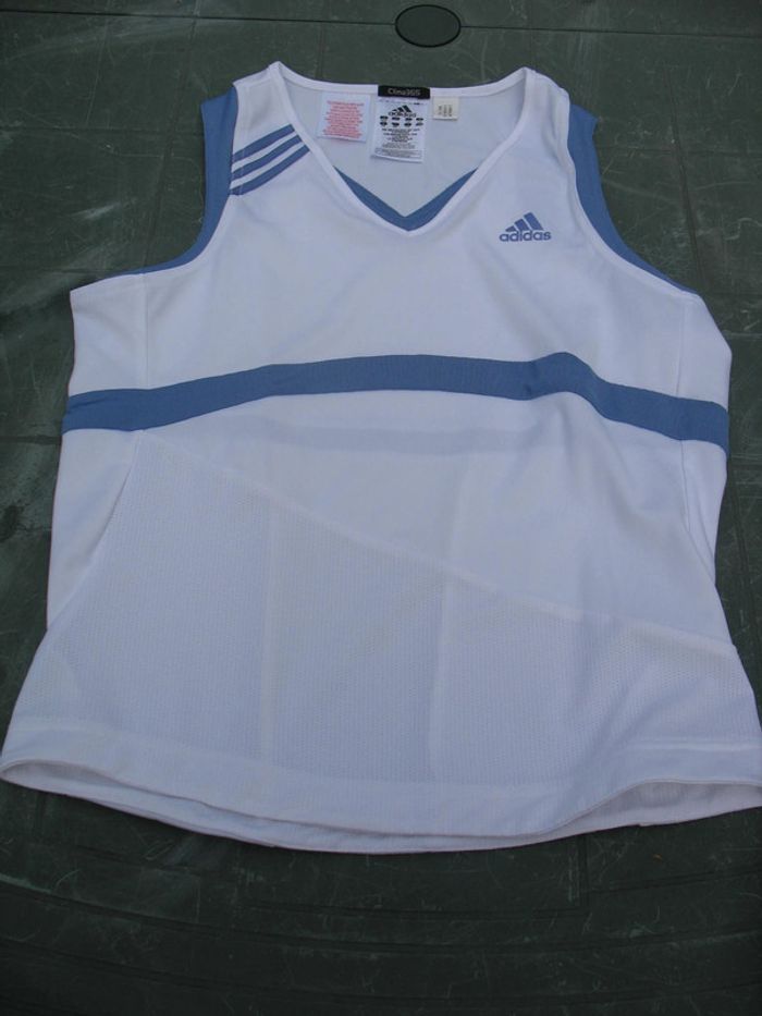 DÉBARDEUR BLANC ET BLEU FILLE "ADIDAS" 16 ANS - n°03