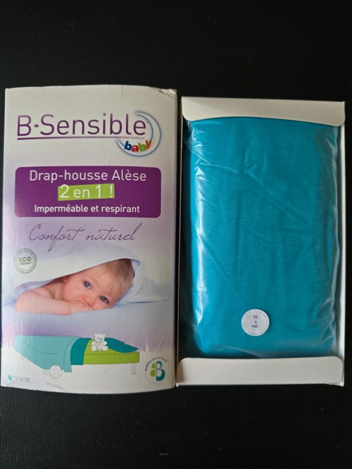 Drap-housse alèse 2en1 Turquoise 70x140cm