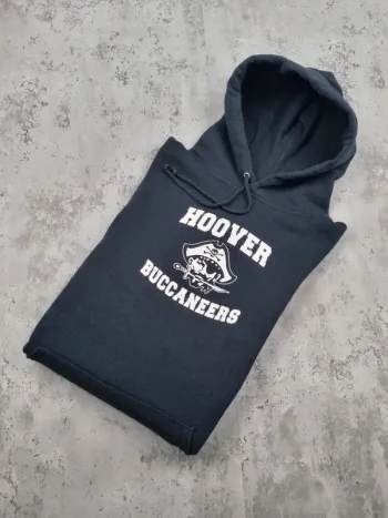 Sweat à capuche universitaire Hoover Buccaneers noir L Hommes (mesures en photos)