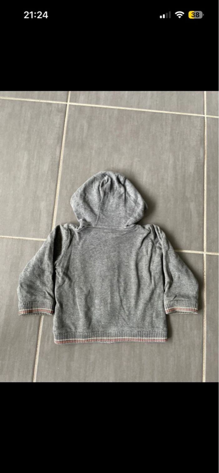 Gilet Sergent Major garçon gris rouge 24 mois epais chaud - photo numéro 4