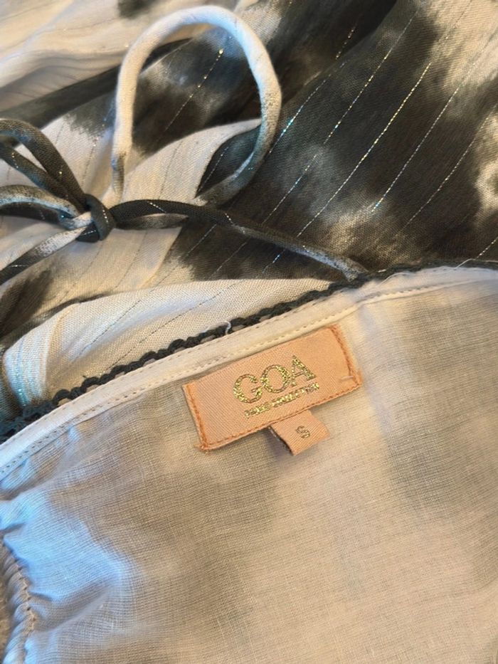 Robe longue kaki et blanc dos nu modèle chica taille S - Goa Paris - photo numéro 10
