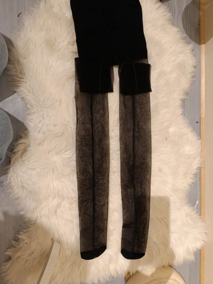 Collant neuf noir, bande large sur le derrière de la jambe