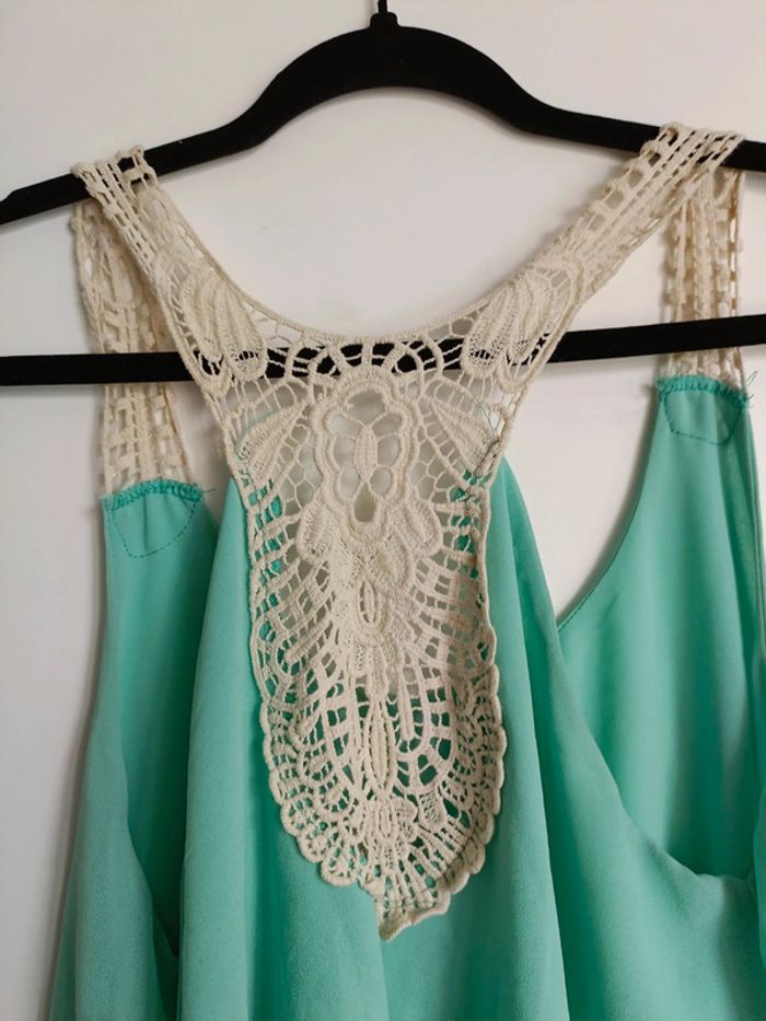 Top débardeur légère menthe - Dos dentelle - Taille unique - photo numéro 5