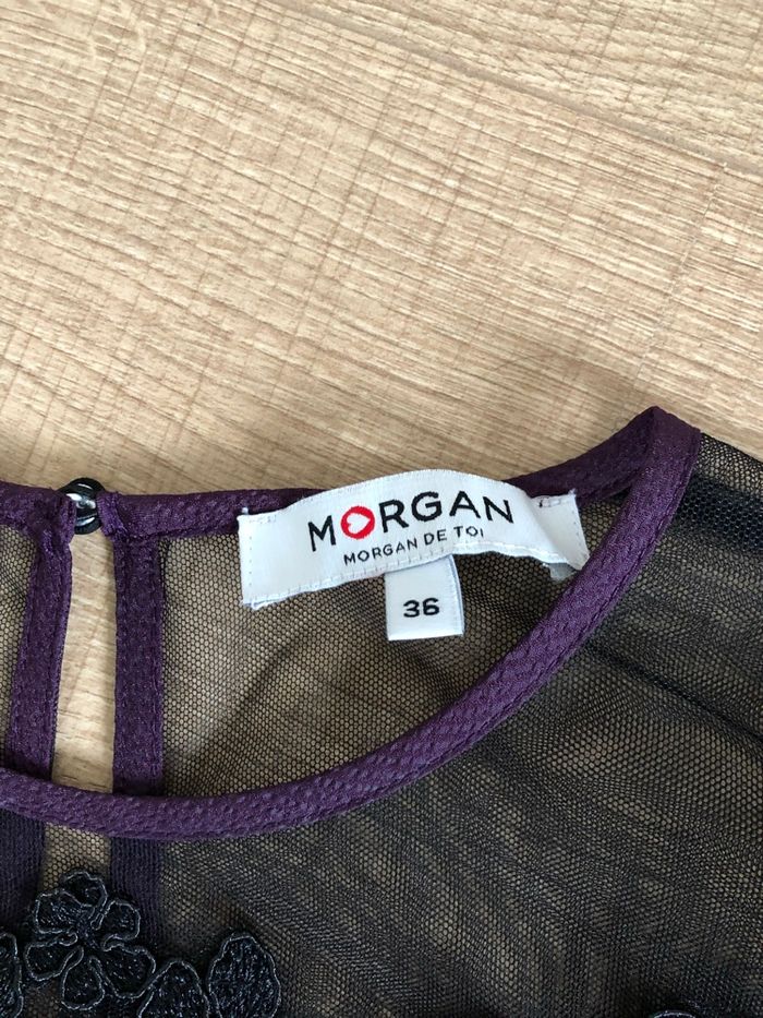 Robe prune et noire avec dentelle Morgan taille 36 jamais portée - photo numéro 9