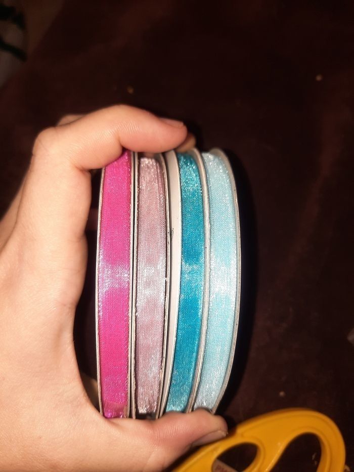 Lot ruban fin ortanza 6mm sur 50m chacun bleu rose clai foncé babyshower