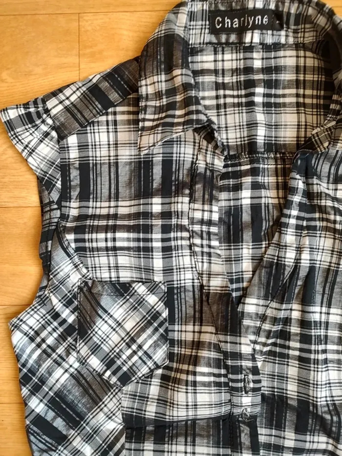 Chemise à carreaux noir/blanc T. 36/38 - photo numéro 5
