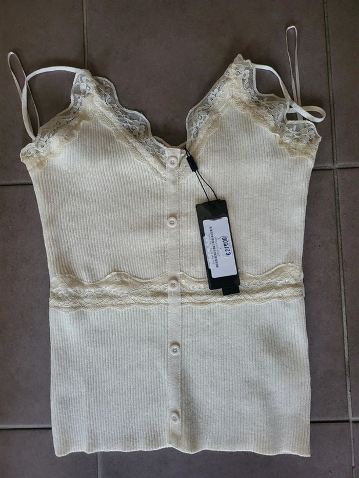 Haut ajusté confectionné en tissu de coton majoritaire et fibres élastiques mélangées Taille unique - photo numéro 4
