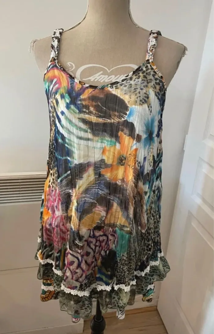 Sorgho top long tunique haut blouse femme, taille 38