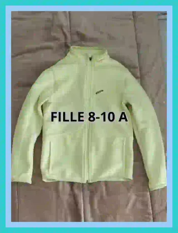 Blouson polaire fille zippé jaune fluo 8 à 10 ans  7520445611