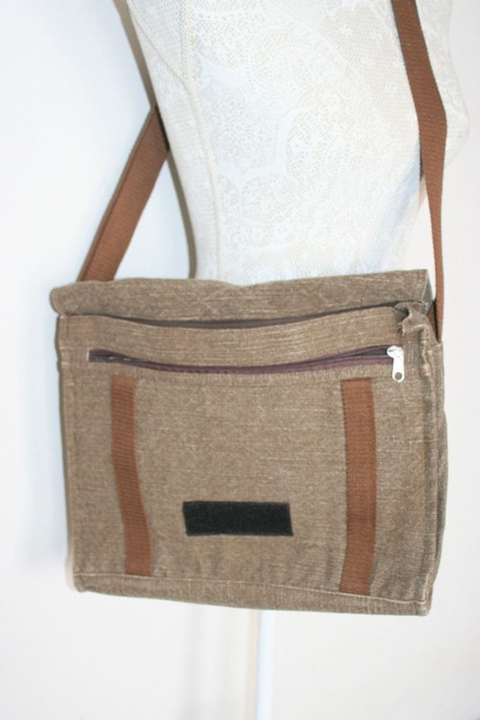 Sac bandoulière marron chiné 36x27cm - photo numéro 3