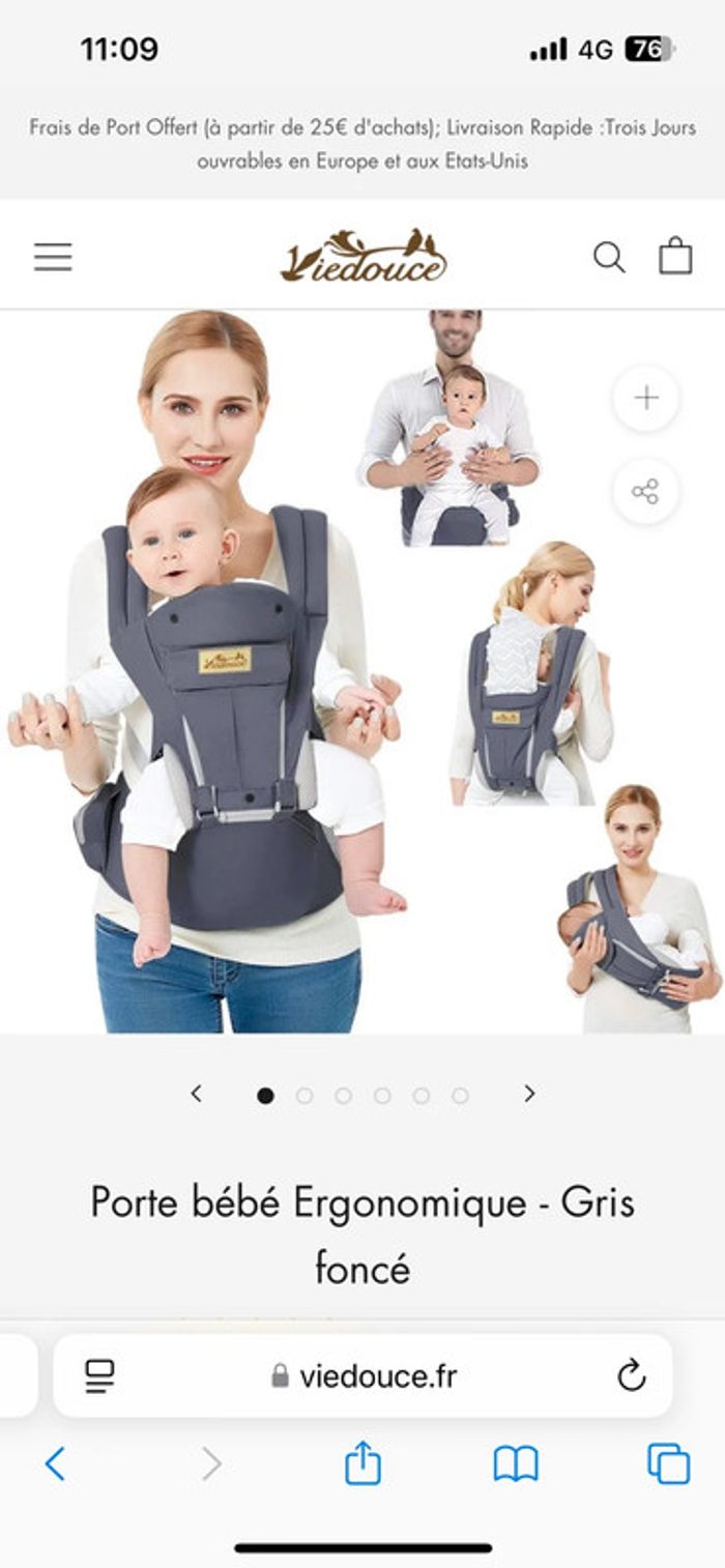 Porte bébé Ergonomique - Gris foncé - photo numéro 6