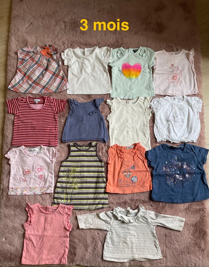 Lot T-shirts manches courtes fille 3 mois