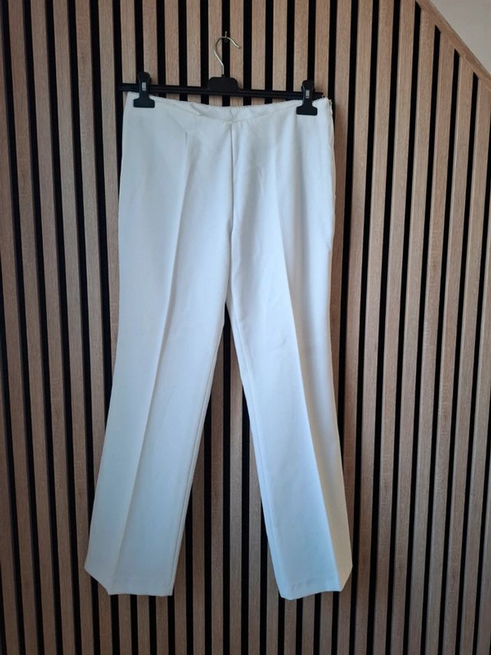 Pantalon beige coton lin Pantashop T 44 - photo numéro 15