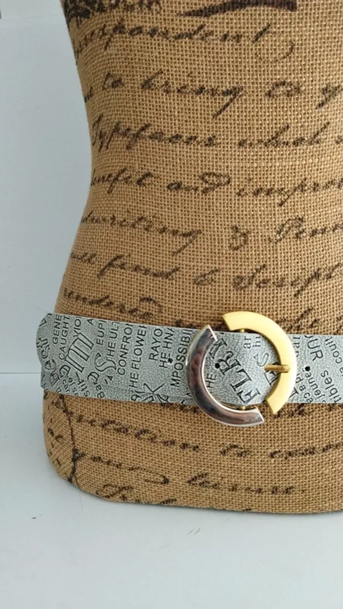 Ceinture écritures grise et noire 95 cm femme - photo numéro 3
