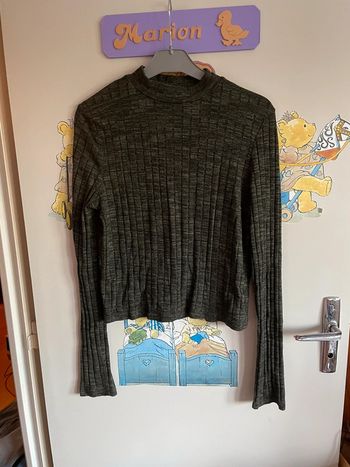 Tee shirt kaki à manches longues, taille 38, marque Atmosphère.
