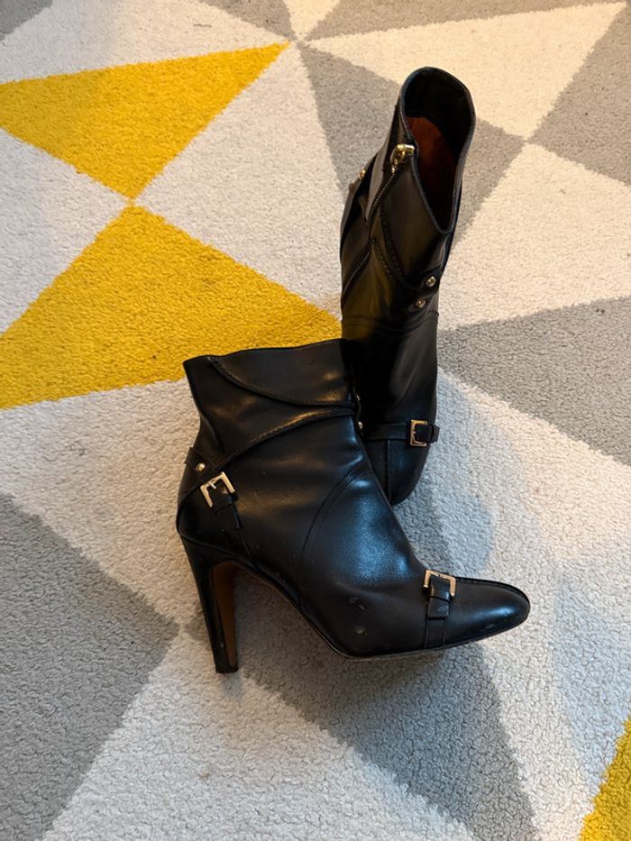 Bottines à talons en cuir Heyraud Taille 38 - photo numéro 3