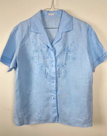 Chemise 100% lin vintage broderie