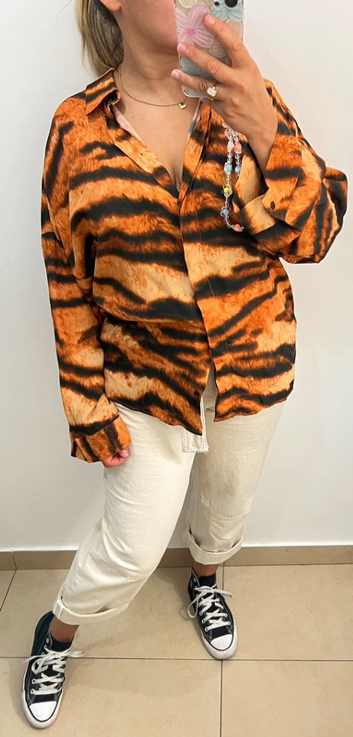 Chemise Large Mango Imprimée Zébré Taille L’ - photo numéro 5