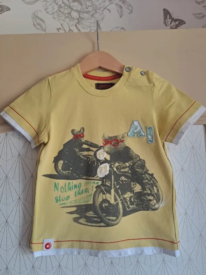 T-shirt jaune garçon catimini comme neuf 2 ans - photo numéro 3