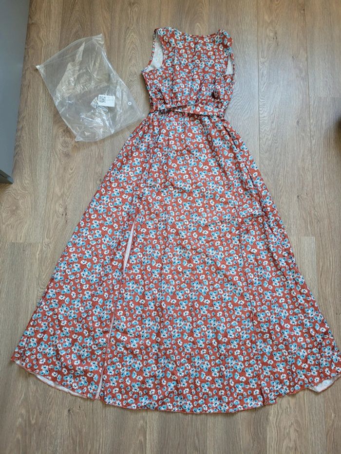 Robe longue terracotta fleurie - photo numéro 3