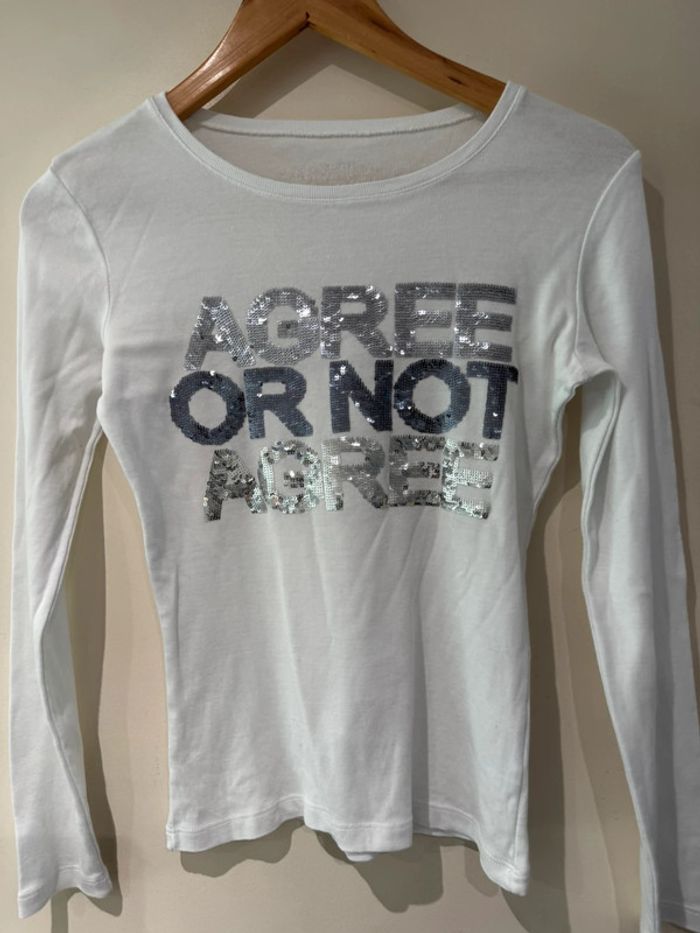 Caroll t-shirt blanc manches longues strass - photo numéro 9