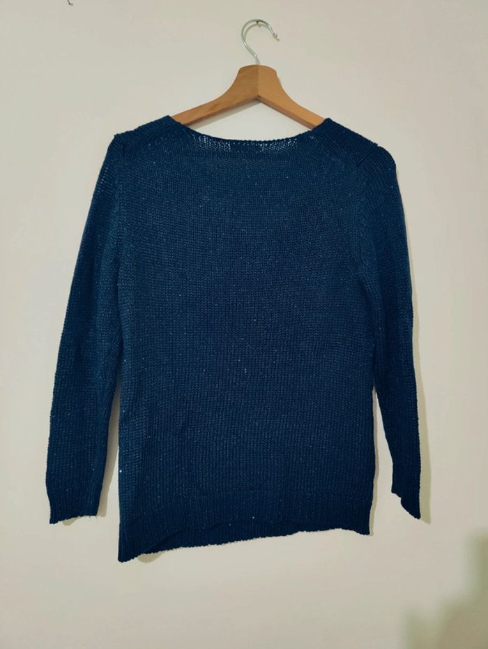Pull en maille marine brillant S - photo numéro 5