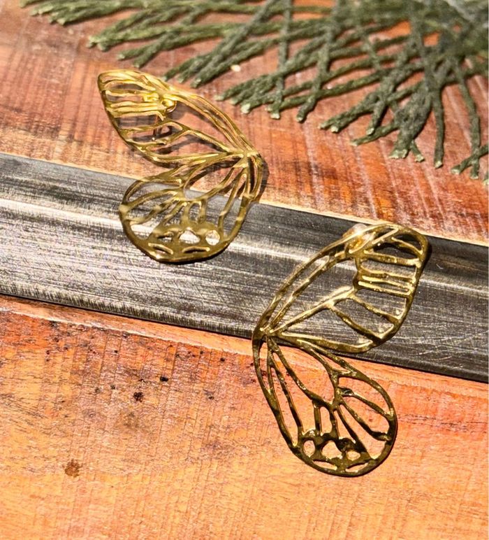 Boucles d’oreilles papillon filigrane environ 6 cm acier inoxydable or mile Mila - photo numéro 5