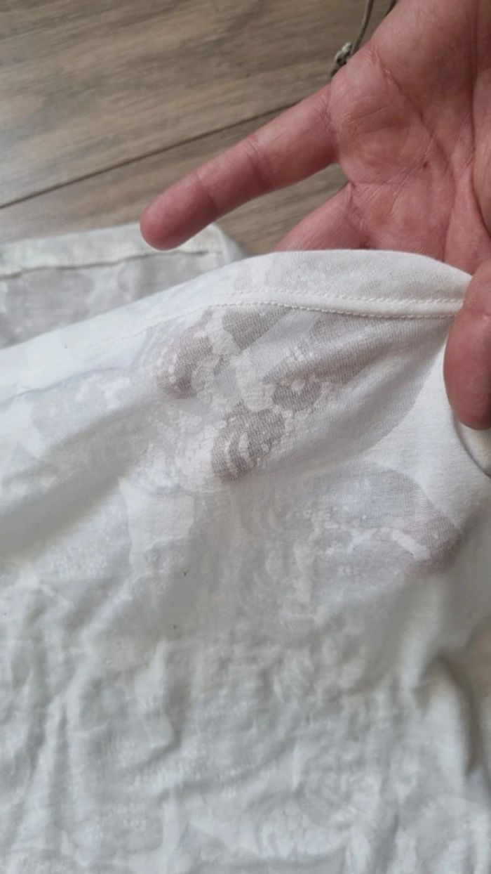 Haut tee shirt blanc neuf étiquette T4 40 42 L - photo numéro 4