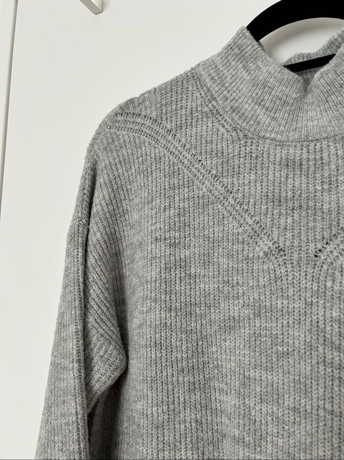 Robe pull maille gris col montant manches bouffantes Cache Cache L - photo numéro 2