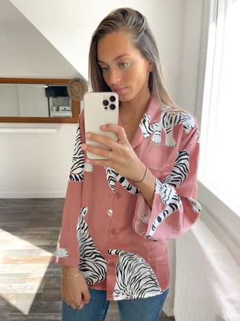 Chemise rose et blanche à motifs H&M