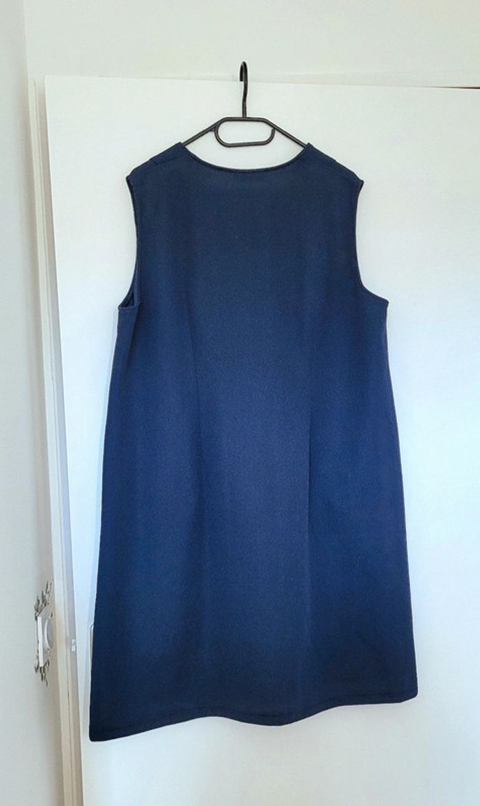 Robe Vintage bleu marine à boutons et poches sur le devant - DAXON Taille 52 - photo numéro 3