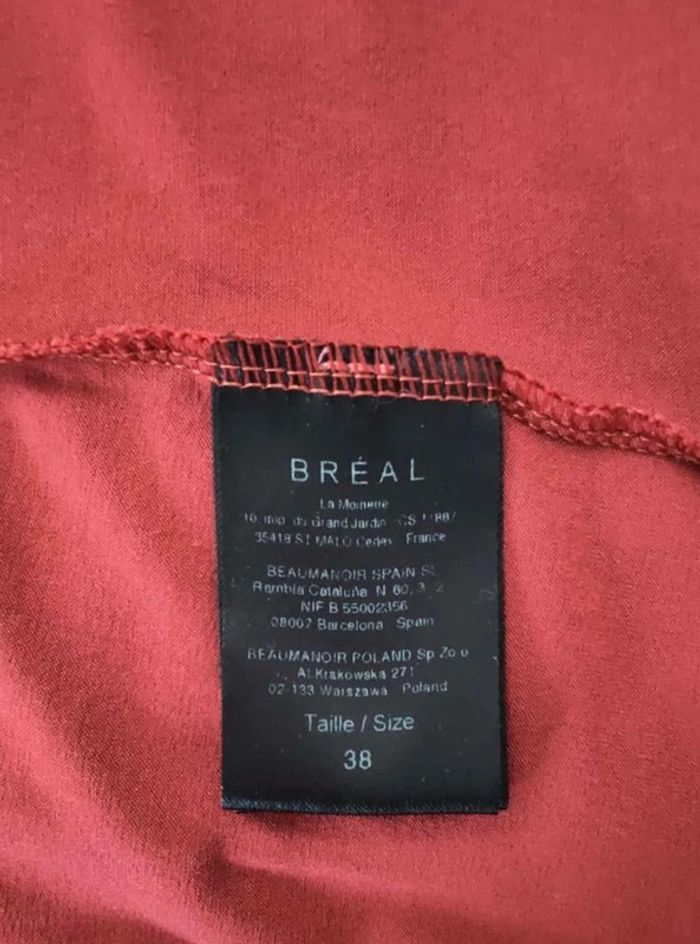 Robe Bréal  corail, détails perles,  coupe  asymétrique,  taille 38 - photo numéro 4