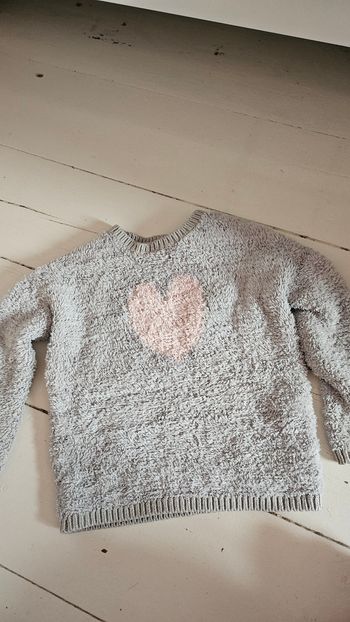 Pull Rose et Gris Cœur Okaidi 3 ans