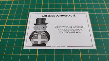 Carte caisse de communauté C'est votre anniversaire pièce jeu Monopoly parties rapides Hasbro #C25