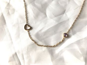 Collier Pendentif Cœur Doré Petite Pierre Œillet Mauve Zircon Amour Bijou Doré Fantaisie Femmes