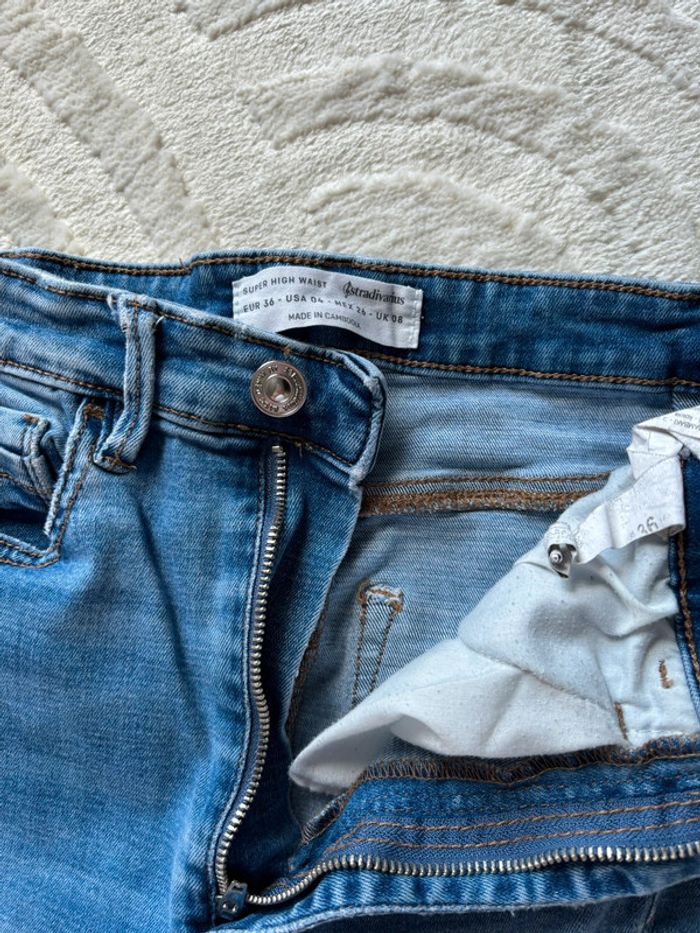 Lot de 3 jeans bleus troués stradivarius t 36 - photo numéro 15