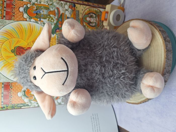 Peluche mouton tout doux et rond gris marron marque Gipsy - photo numéro 2