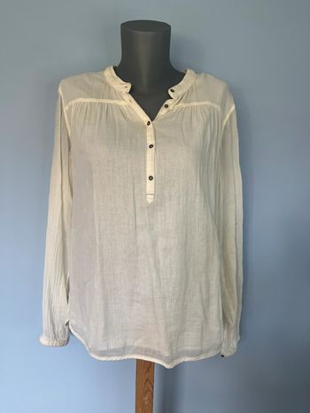 Blouse blanche Scotch & Soda – Taille 2, manches longues, boutons décolleté