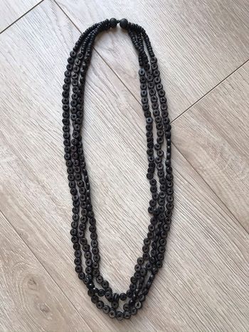 Collier perles bois marron/noir