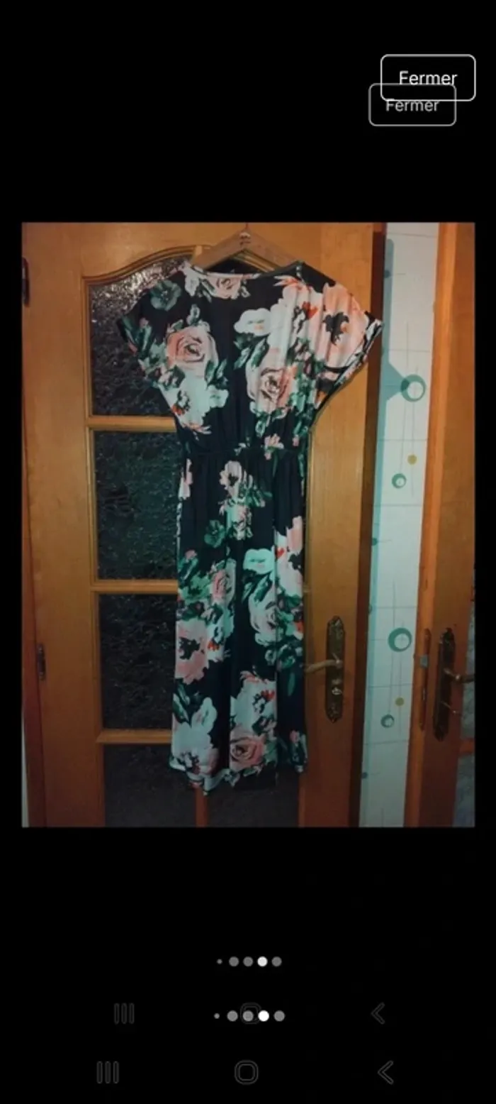 Robe longue fendue à fleurs avec poches - photo numéro 5