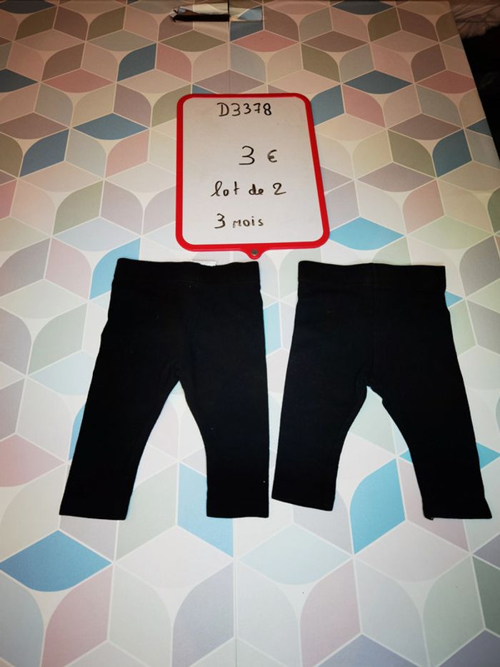 D3378 - lot de 2 leggings fille 3 mois
